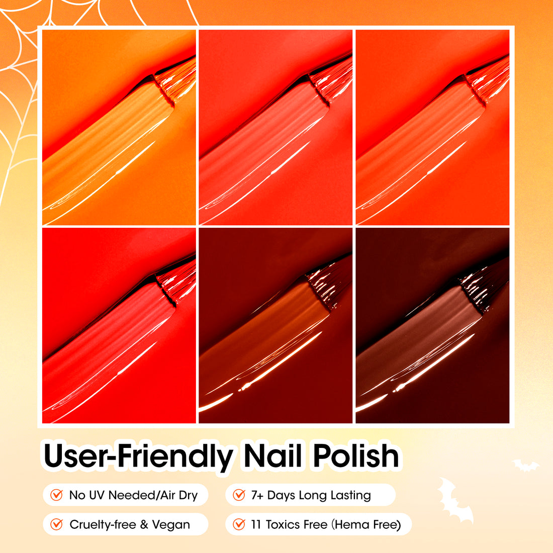 Gellen Quick Dry Nail Polish, 6Colors Red Wine Gradient Warm Collection Regular Nail Polish Set No UV Light Needed for Finger Toe & Fake Nails Home Salon DIY Nail Art