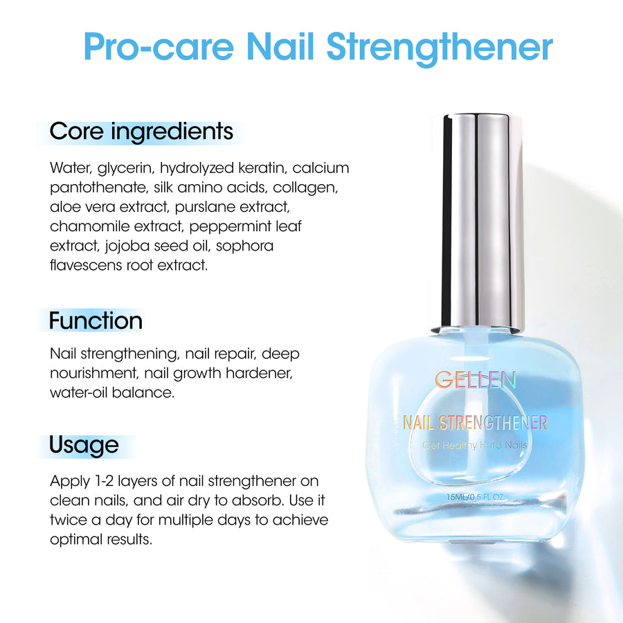 Gellen 15ml Nail Strengthener, Air Dry Clear Finish Nail Growth Strengthener for Thin Weak and Damaged Nails Repair Solution with Protein Keratin Calcium Nourish Nail Care Treatment, Ocean Scented