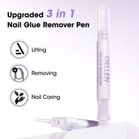 Gellen Nail Glue Remover Pen, 2Pcs 3ml Nail Glue Remover for UV Nail Glue Press on Nails, Click Remover Pen Design and Remove for Fake Nails Tips, Alcohol Acetone Free Fast Remove Gel Glue