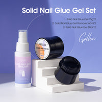 Gellen Nail Glue Gel for Fake Nails Tips, 2Pcs 15g Solid Gel Nail Glue for Press ons Nails with 60ml Nail Glue Remover Set
