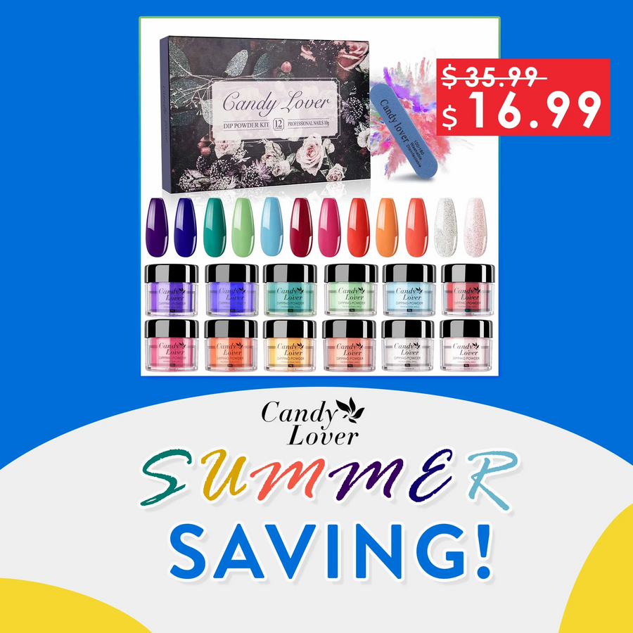 Candy Lover Dip Powder Nail Dip Powder Set, 12 Nail Dip Colors, Holiday Colors Collection Dipping Powder, Red Yellow Orange Green Blue Glitter Dip Manicure