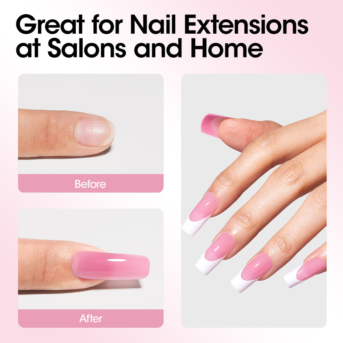 Gellen Poly Gel Nail Extension Gel, 60g Natural Pink Builder Nail Gel Long Lasting Trendy Nail Art Design for Salon Manicure Beginner Easy DIY