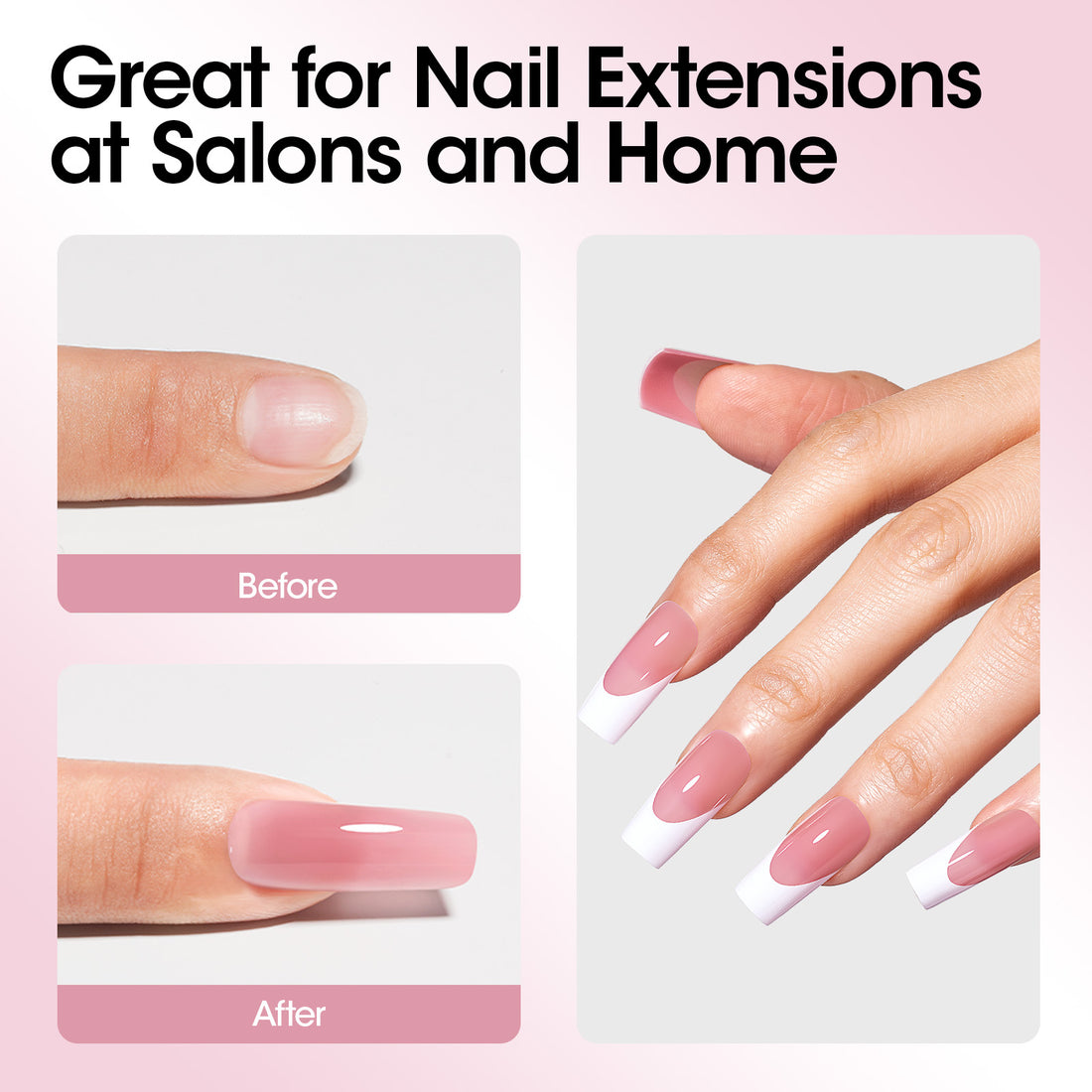Gellen Poly Gel Nail Extension Gel, 60g Pink Nude Builder Nail Gel Long Lasting Trendy Nail Art Design for Salon Manicure Beginner Easy DIY