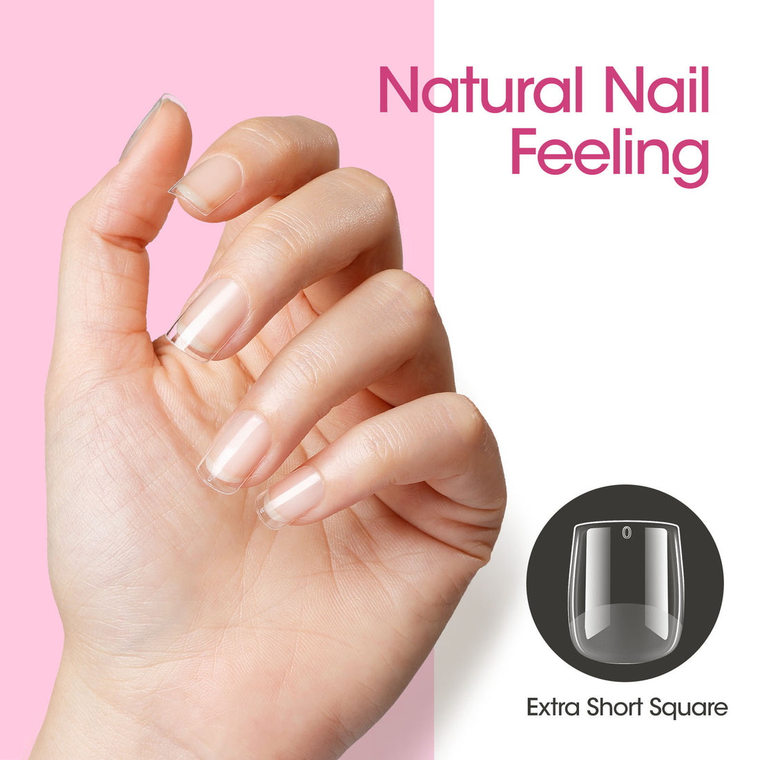 Gellen Extra Short Square Fake Nail Tips for Press on Nails, 504Pcs Soft Gel Tips for Nail Extensions Full Cover Pre-shaped 12 Sizes Clear False Nails for Nail Art