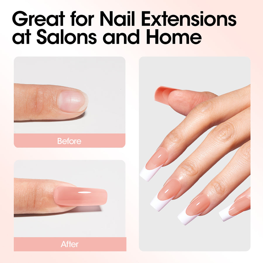 Gellen Poly Gel Nail Extension Gel, 60g Peachy Nude Builder Nail Gel Long Lasting Trendy Nail Art Design for Salon Manicure Beginner Easy DIY