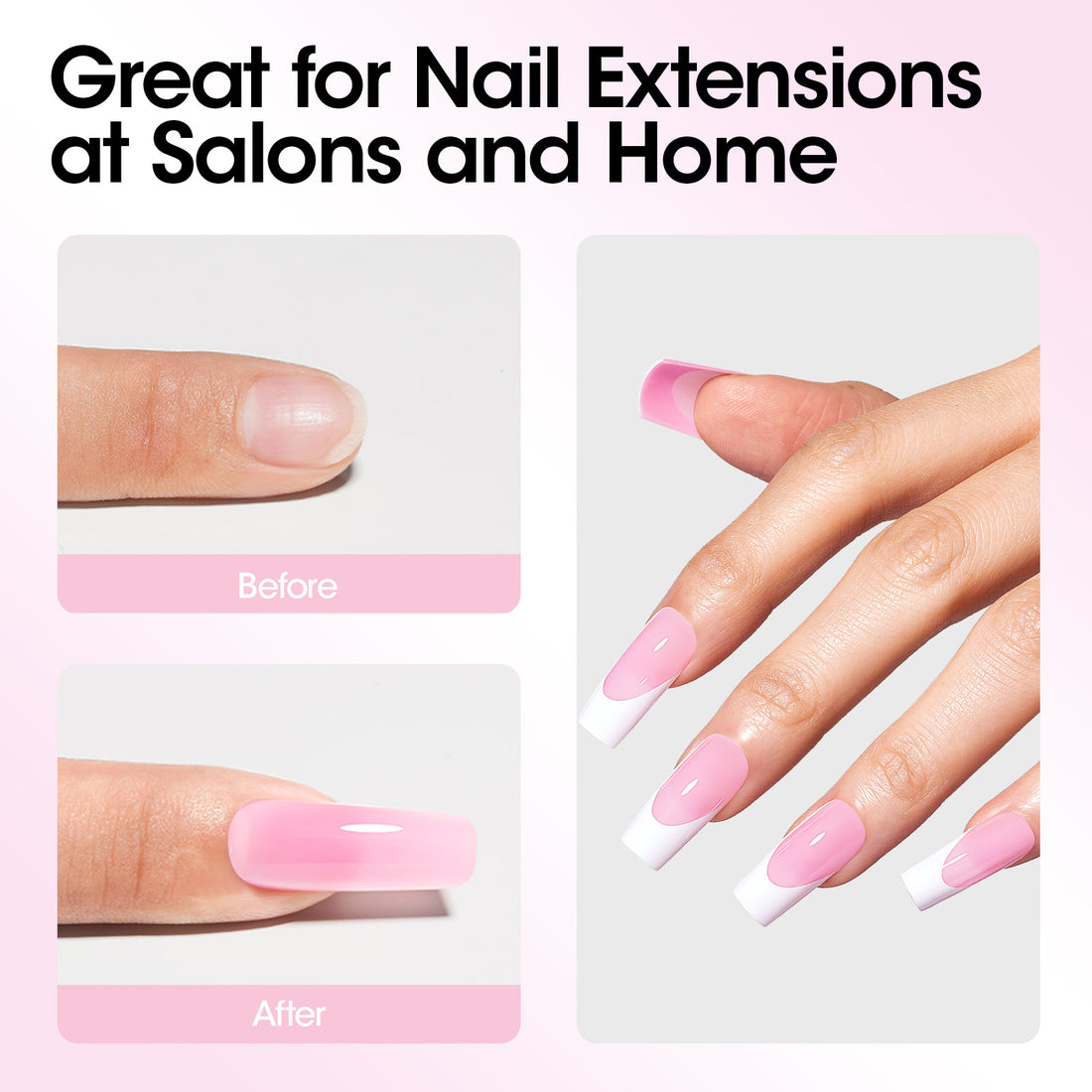 Gellen Poly Gel Nail Extension Gel, 60g Baby Pink Builder Nail Gel Long Lasting Trendy Nail Art Design for Salon Manicure Beginner Easy DIY
