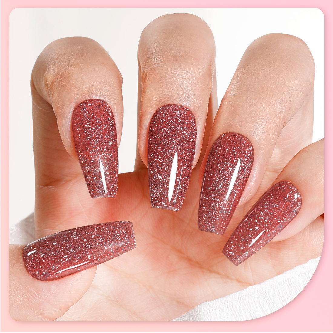 Gellen Glitter Gel Nail Polish, 18ml Pale Red Gel Polish No Wipe Soak Off Long Lasting Glossy UV Gel for Salon Manicure Nail Art, Christmas Gifts for Women Girls