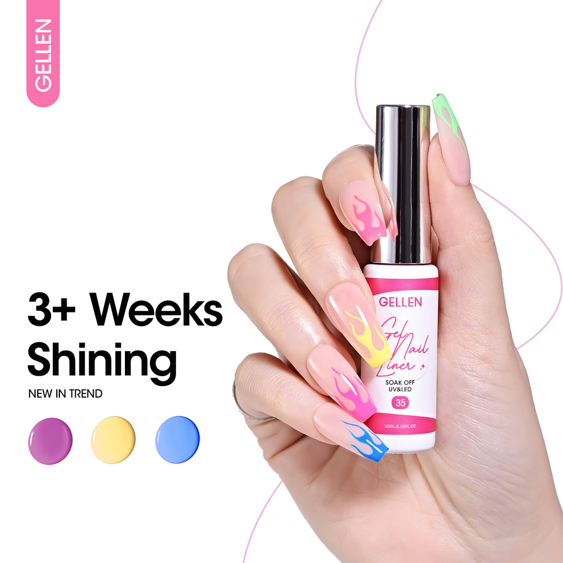 Gellen Gel Liner Nail Polish, 12 Colors Bright Jewelry Fashion Color Nail Art Gel Nail Polish Set, Gel Polish Soak Off UV Cure Gel Built Thin Nail Brush Christmas Gifts for Women