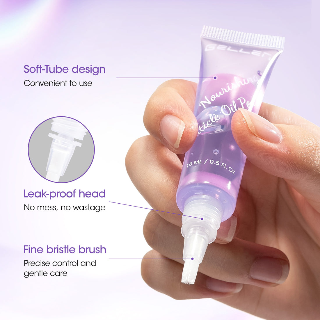 Gellen Cuticle Oil Pen for Nails, Nourishing with Lavender Oil & Vitamin E, Soften Cuticles Strengthen Nail Growth,15ml Pro Nail Care Treatment for Healthier-Looking Nails, On-the-Go, Travel-Sized