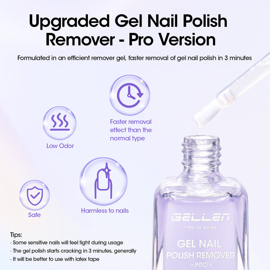 Gellen Gel Nail Polish Remover Kit, with Peelable Liquid Latex for Nails, Gel Polish Remover Kit Fast Nail Gel Removal in 2-5 Minutes No Soaking or Wrapping