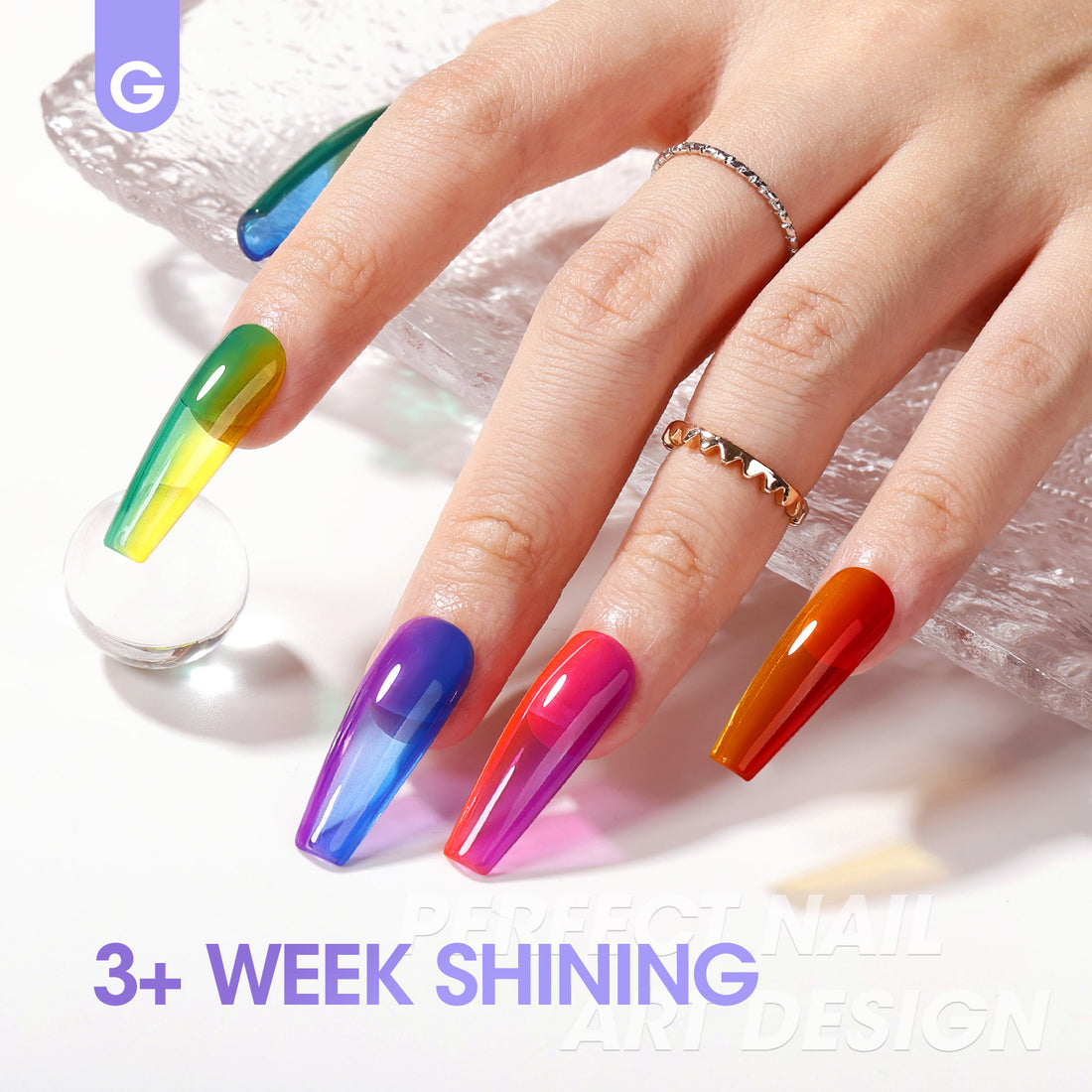 Gellen Gel Nail Polish Kit - 6 Colors Ice Glassy Gel Blue Purple Yellow Red Green Pink Gel Polish Set Soak Off LED Gel Nail Kit Nail Art DIY Manicure Gifts for Her