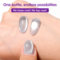 Gellen One Step Cat Eye Gel Nail Polish, 5-in-1 Magnetic Gel Polish Set, UV Lamp Needed Cured, No Base Top Needed, DIY Manicure for Women Beginners, 02 Milky Mocha Gray