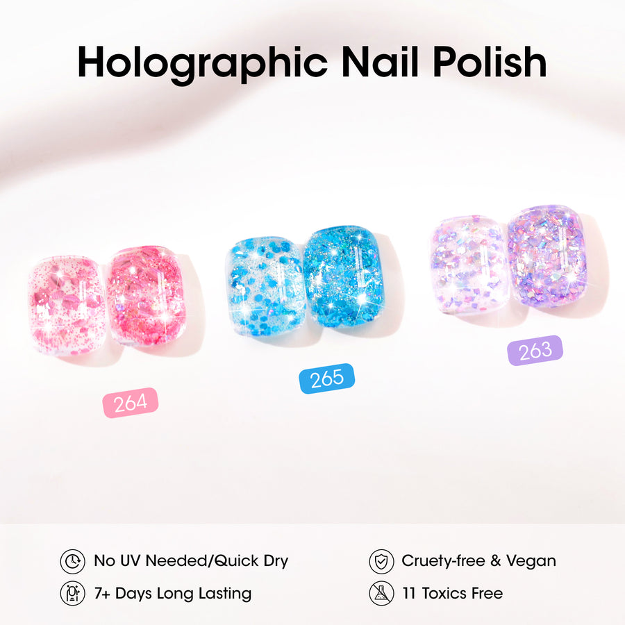 Gellen Nail Polish, Quick Dry 3 Colors Glitter Sliver Pink Green Nail Polish Set Xmas Halloween Nail Lacquer Set, Gift for Women Home Nail Art, No UV Light Needed, 0.33 Fl.oz