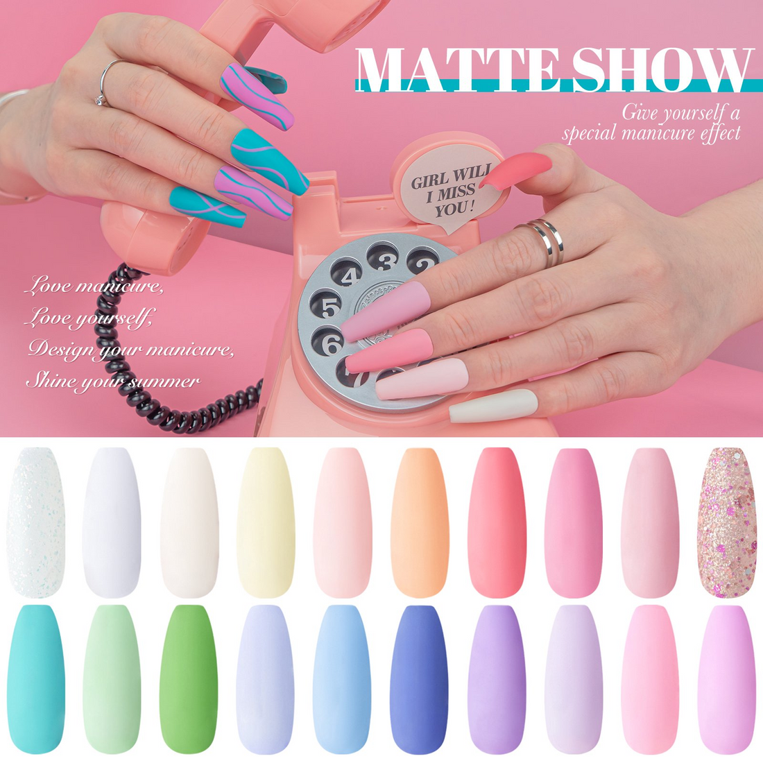 Perfect Summer Gel Nail Polish Kit, 20 Colors Gel Polish Macaron Fresh UV Nail Polish Gel Set with Glossy Base Top Coat Matte Coat, Manicure DIY Salon Nail Art Gift for Women Girls