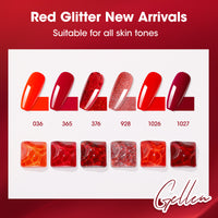 Gellen Red Gel Nail Polish Set, 6 Colors Winter Christmas Burgundy Red Bloody Red Glitter Gel Polish, No Wipe Soak Off Glossy UV Gel for DIY Nail Art Salon Manicure, 10ml/0.33oz