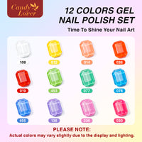 Candy Lover Gel Nail Polish Kit, 12 Colors Rainbow Collection Nail Gel Kit with Greeting Card & 72W UV Nail Lamp, Salon Quality Long-lasting Gel Polish Set, Gift for Girl Women DIY Manicure