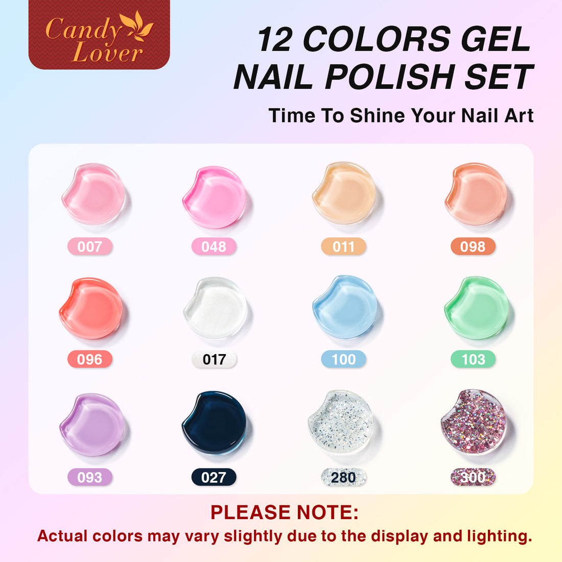Candy Lover Gel Nail Polish Kit, 12 Colors Macaron Collection Nail Gel Kit with Greeting Card & 72W UV Nail Lamp, Salon Quality Long-lasting Gel Polish Set, Gift for Girl Women DIY Manicure