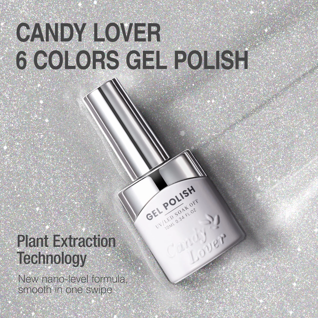 Candy Lover Gel Nail Polish, 6 Glitter Colors Nail Gel Polish Set, Quick Dry Long Lasting Soak off Gel Nails Set