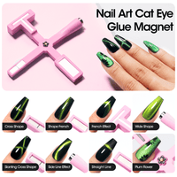 Gellen 5 in 1 Cat Eye Magnet for Nails Art, Multi-function Strong Magnetic Nail Tools, 3D Cat Eye Gel Nail Polish Wand Stick Tools Accessories for Salon Manicure (Pink)