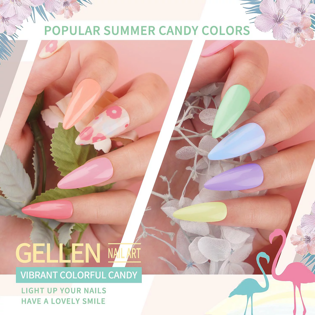 Gellen Nail Gel Polish Kit with Base Top Coat, 16 Colors Gel Nail Polish Set, Bright Candy Tones Spring Summer Color Nail Gel Polish Gifts for Women Girls