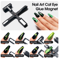 Gellen 5 in 1 Cat Eye Magnet for Nails Art, Multi-function Strong Magnetic Nail Tools, 3D Cat Eye Gel Nail Polish Wand Stick Tools Accessories for Salon Manicure (Black)