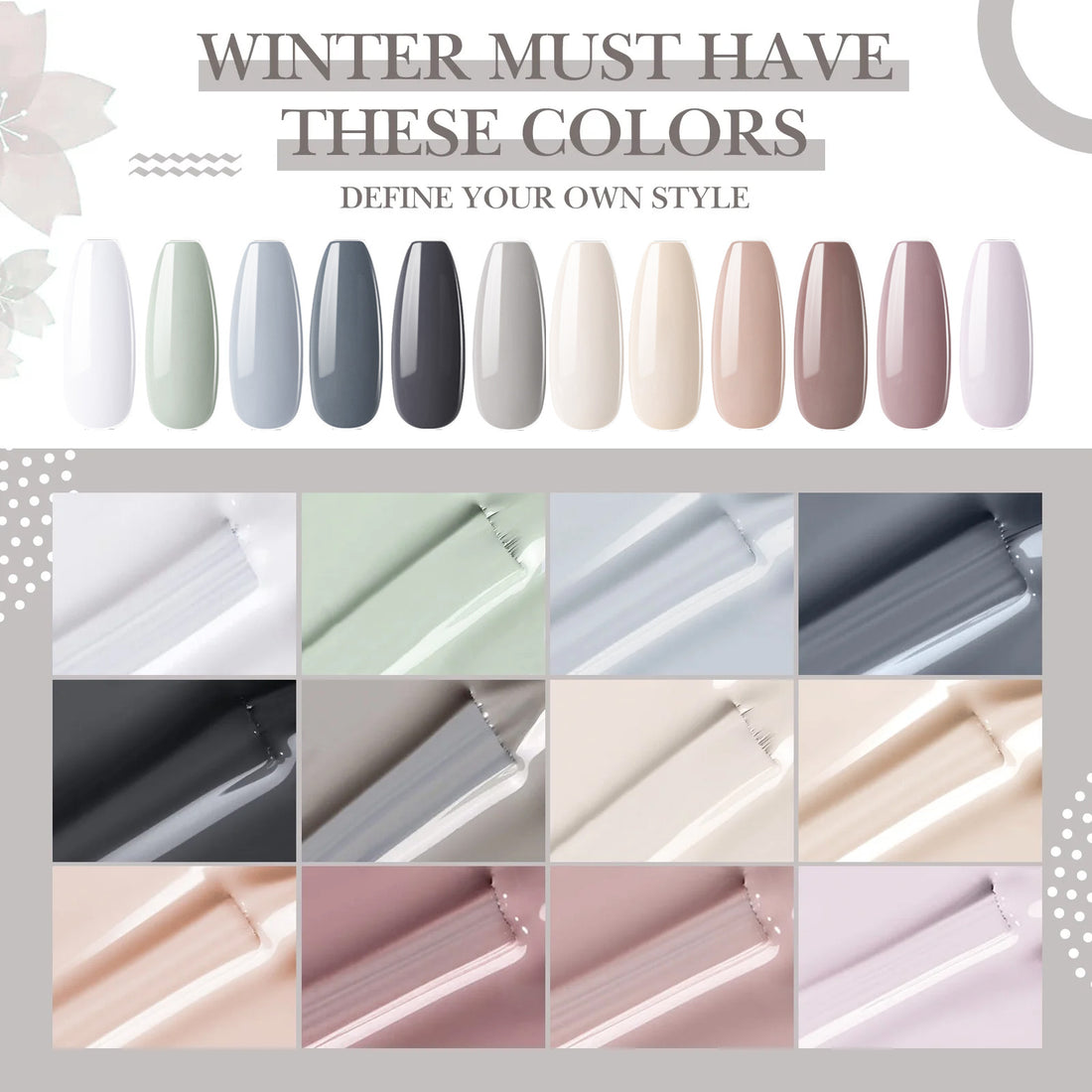 Perfect Summer Gel Nail Polish, 12 Colors Gel Polish Morandi Gray Nude Pink Soak Off UV Nail Polish Gel, Manicure DIY Salon Nail Art Gift for Women Girls