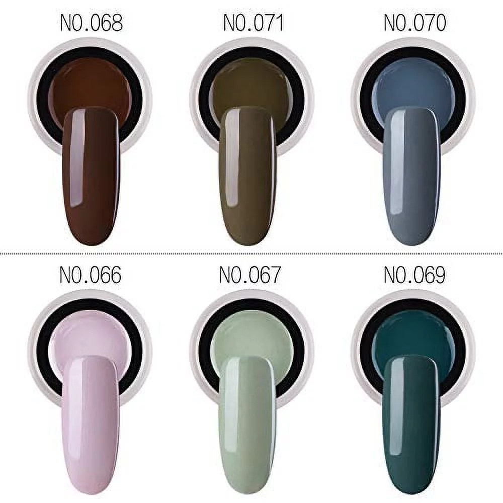 Perfect Summer Gel Nail Polish Set, Green Brown Grey Colors, UV Nail Gel Polish, Soak off Nail Polish, Compatible for Home Salon, Girls Gift Set