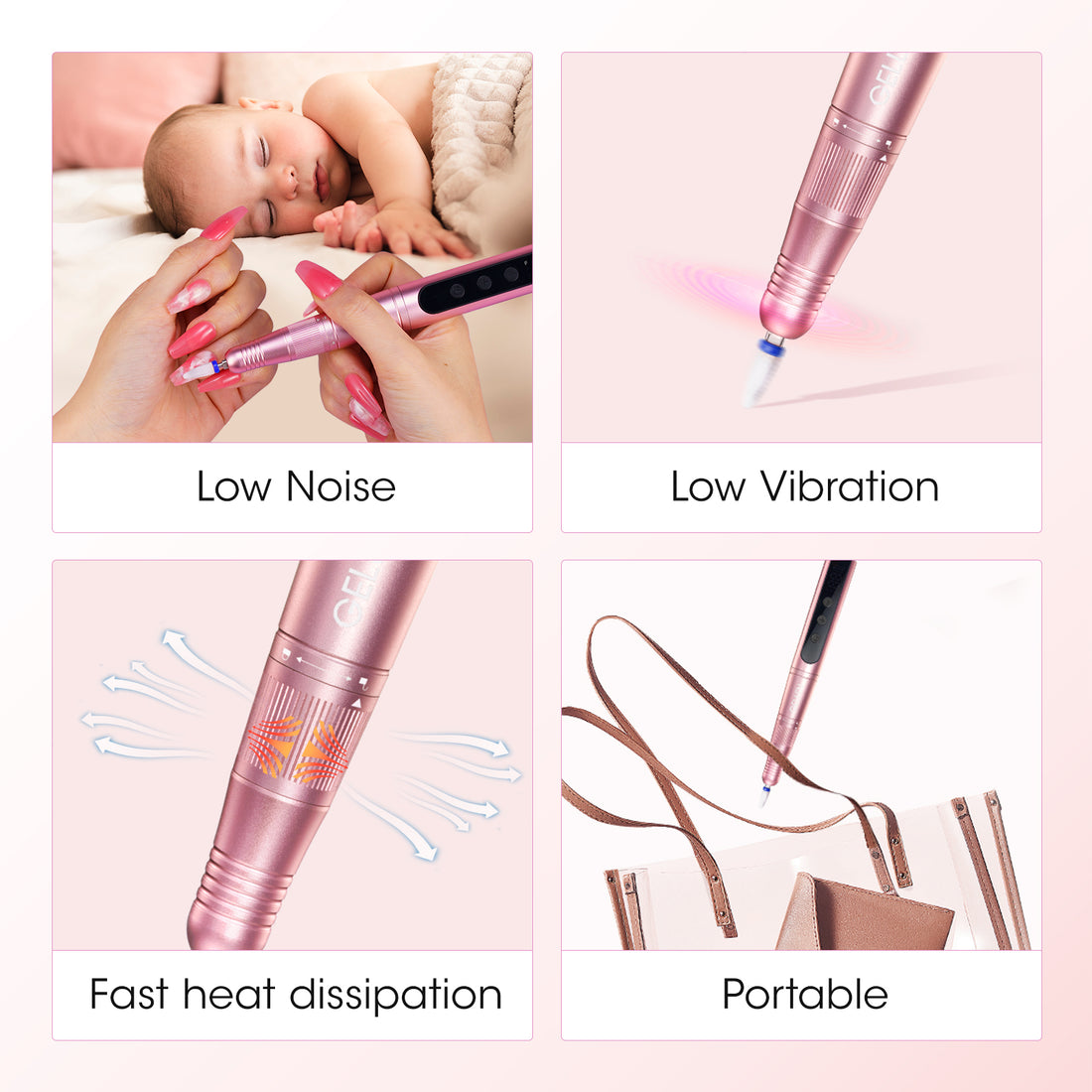 Gellen Cordless Electric Nail Drill, 11 in 1 Professional Nail File Kit, Rechargeable Pedicure Manicure Nail Drill Kit 35000 RPM Portable Efile Set