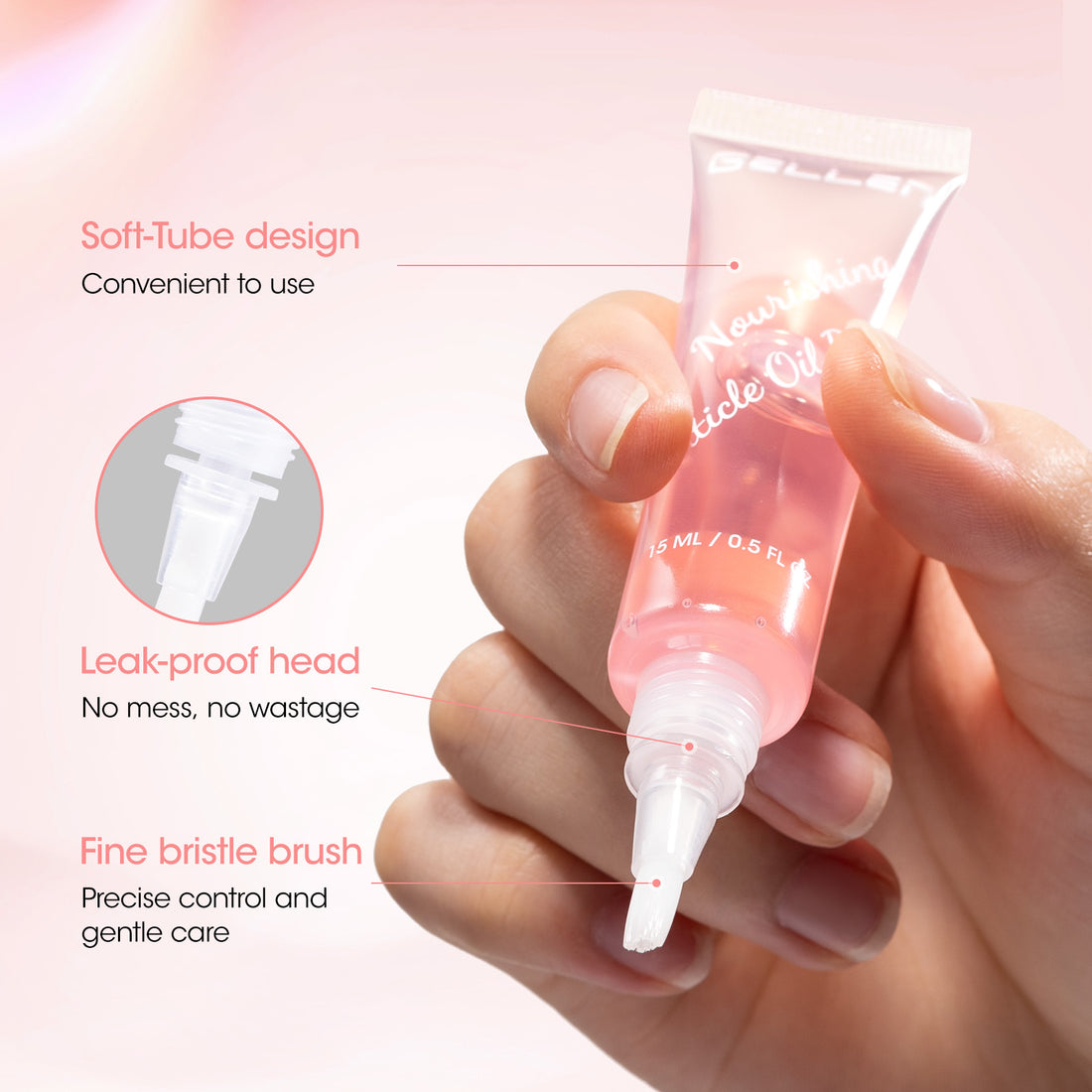 Gellen Cuticle Oil, Nourishing Nail Growth Oil Pen | Rich with Jojoba Oil & VE Soften Cuticles Strengthen Healthier-Looking Nails, Brush Applicator, Pro Care for Nails & Dry Hands, Strawberry Scent