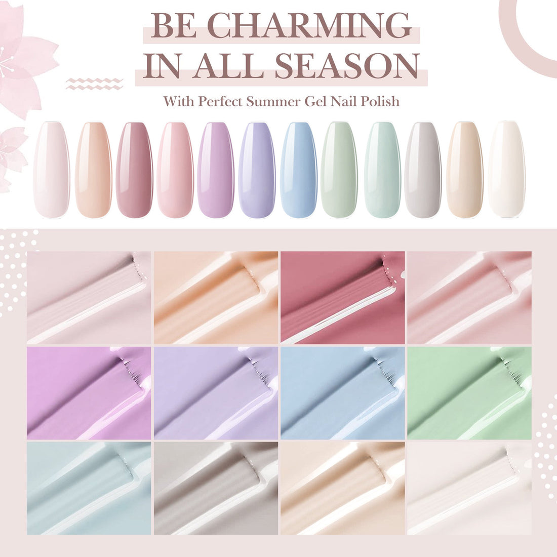 Perfect Summer Gel Nail Polish, 12 Colors Gel Polish Macaron Light Nude Soak Off UV Nail Polish Gel, Manicure DIY Salon Nail Art Gift for Women Girls