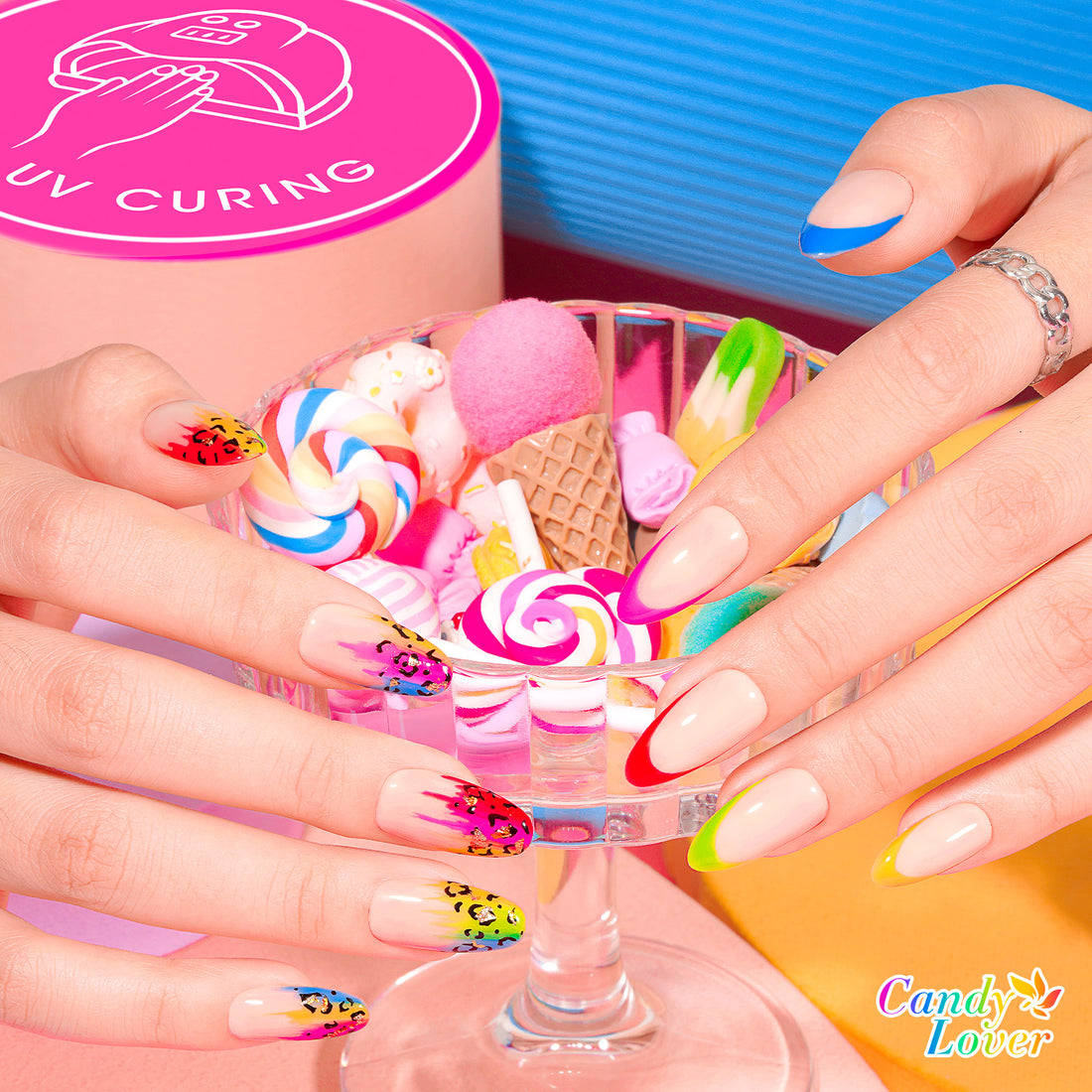 Candy Lover Nail Gel Polish, 6 Colors Bright Rainbow Gel Polish Set, Soak Off UV LED Needed Nail Gel Set, Nail Art Gift for Women DIY Manicure
