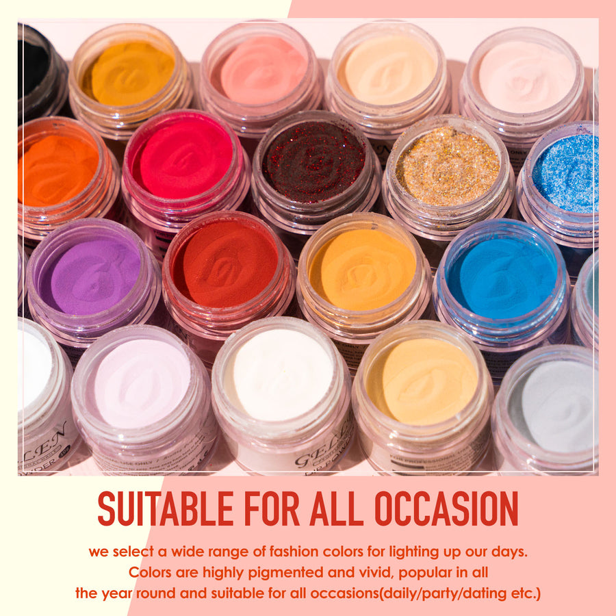 Gellen Dip Powder Nail Kit, 24 Colors Nude Pink Purple Blue Glitter Dip Nail Powder Kit, Nail Art All Season Series Dip Powder Set DIY Salon Home Gift for Women