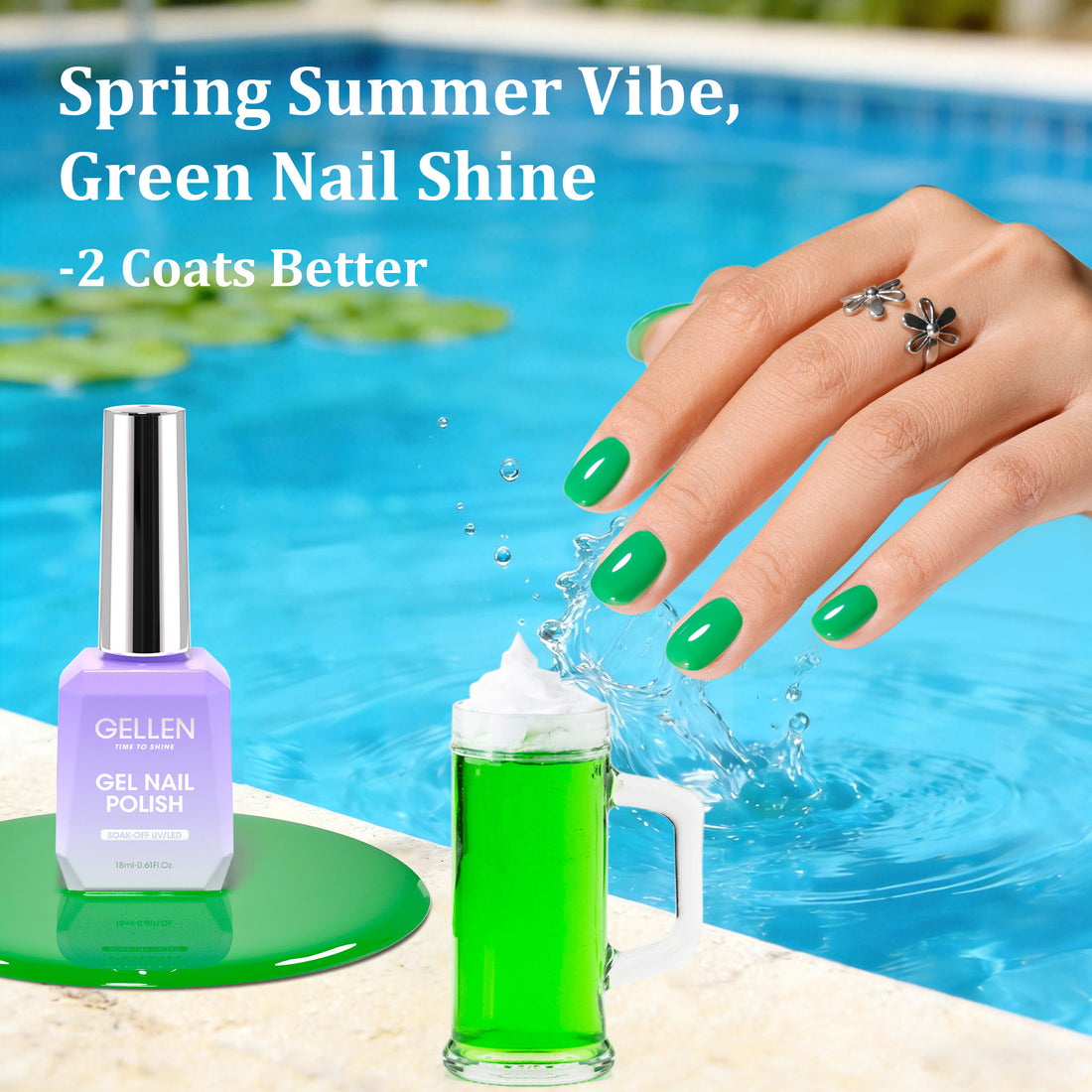 Gellen Gel Nail Polish, 18ml Vibrant Emerald Green Nail Polish Soak off UV LED Nail Gel Polish Nail Art Manicure Salon at Home DIY Gel, Valentine Gifts for Women Girls