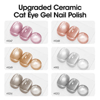 Gellen Cat Eye Gel Nail Polish Kit with Magnet, 6×10ml Glossy Mirror Effect Natural Glitter Gel Polish Set, Soak off Nail Gel At Home Salon Gift for Women