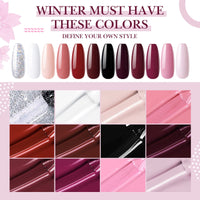 Perfect Summer Gel Nail Polish, 12 Colors Gel Polish Classic Full Color Soak Off UV Nail Polish Gel, Manicure DIY Salon Nail Art Gift for Women Girls