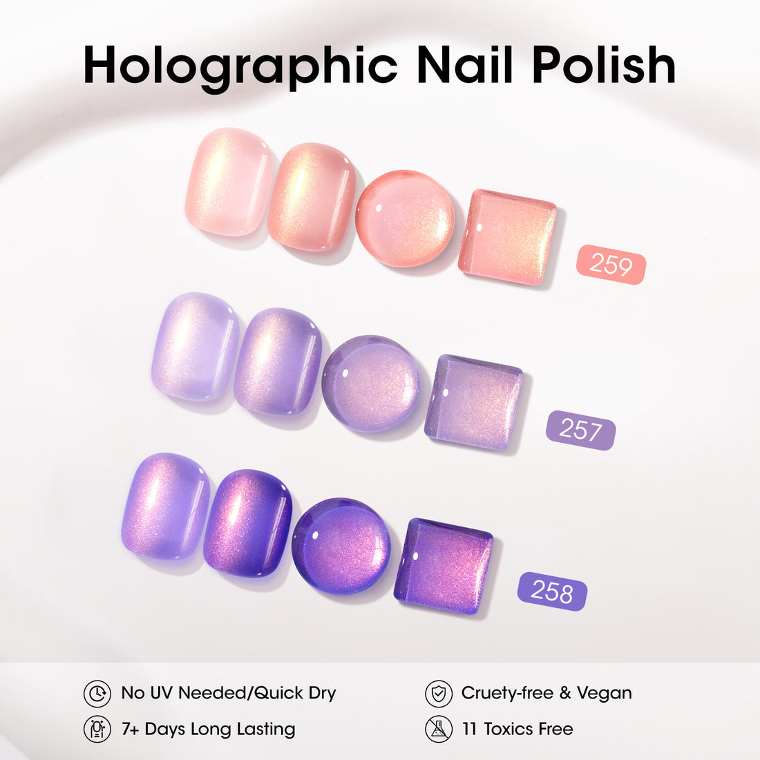 Gellen Nail Polish, Quick Dry 3 Colors Glitter Purple Dark Purple Pink Nail Polish Set Xmas Halloween Nail Lacquer Set, Gift for Women Home Nail Art, No UV Light Needed, 0.33 Fl.oz