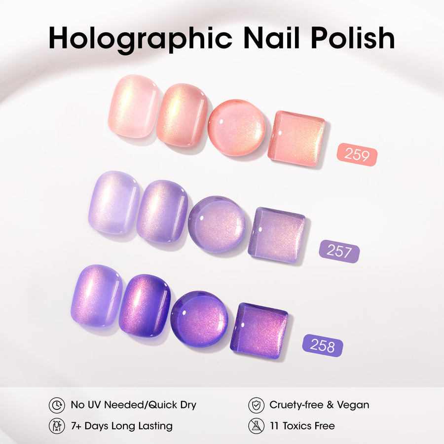 Gellen Nail Polish, Quick Dry 3 Colors Glitter Purple Dark Purple Pink Nail Polish Set Xmas Halloween Nail Lacquer Set, Gift for Women Home Nail Art, No UV Light Needed, 0.33 Fl.oz