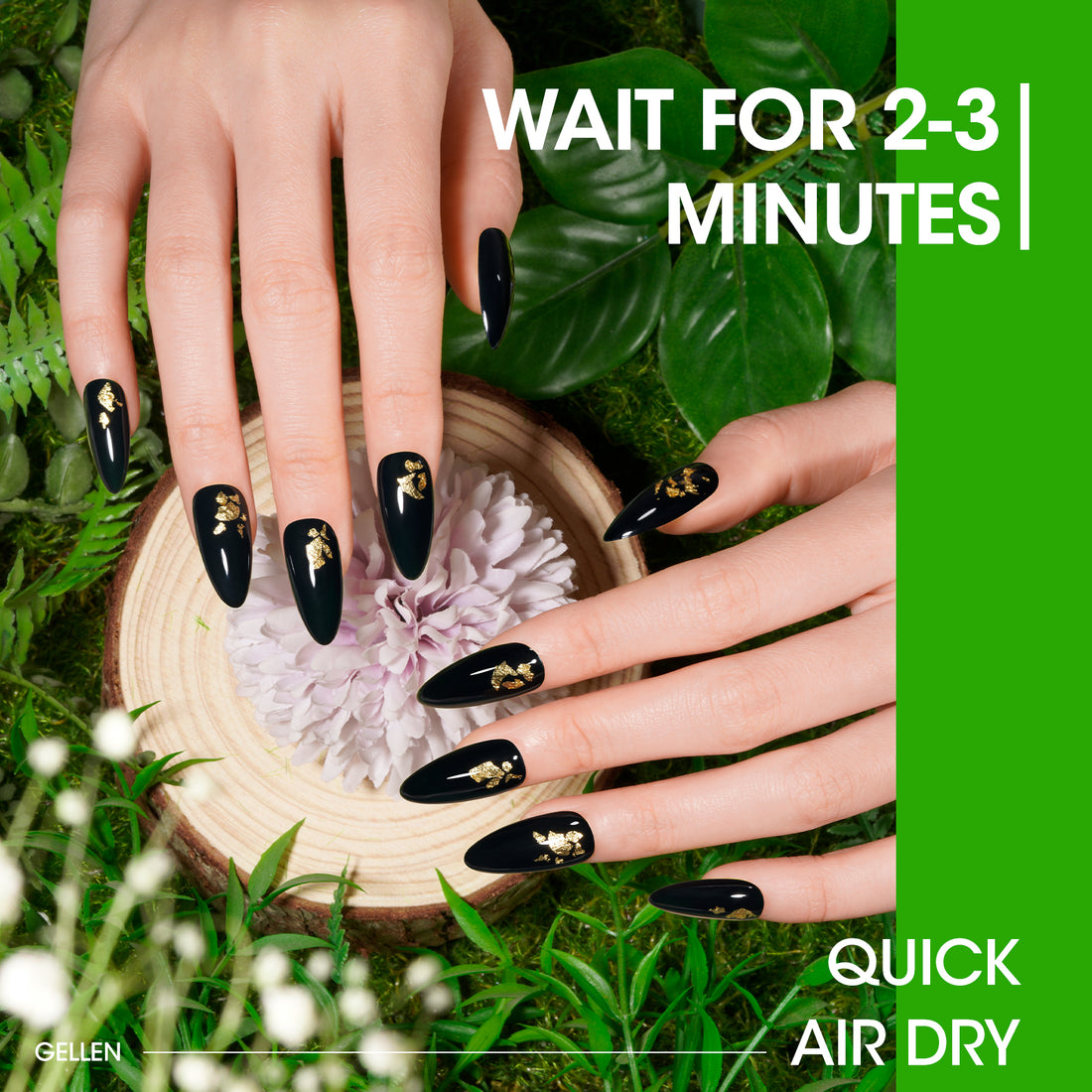 Gellen Nail Polish, Quick Air Dry 6 Colors Nail Lacquer Set Summer Emerald Green Trendy Nail Polish Kit for Nail Manicure DIY Art Home, No UV Light Needed, 0.33 oz Each Bottle