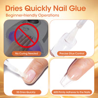 Candy Lover Nail Glue and Glue Remover for Press on Nails, Air Dry Nail Glue and Acrylic Nail Glue Remover Set for Fake Nail Tips, 0.23 fl oz Each