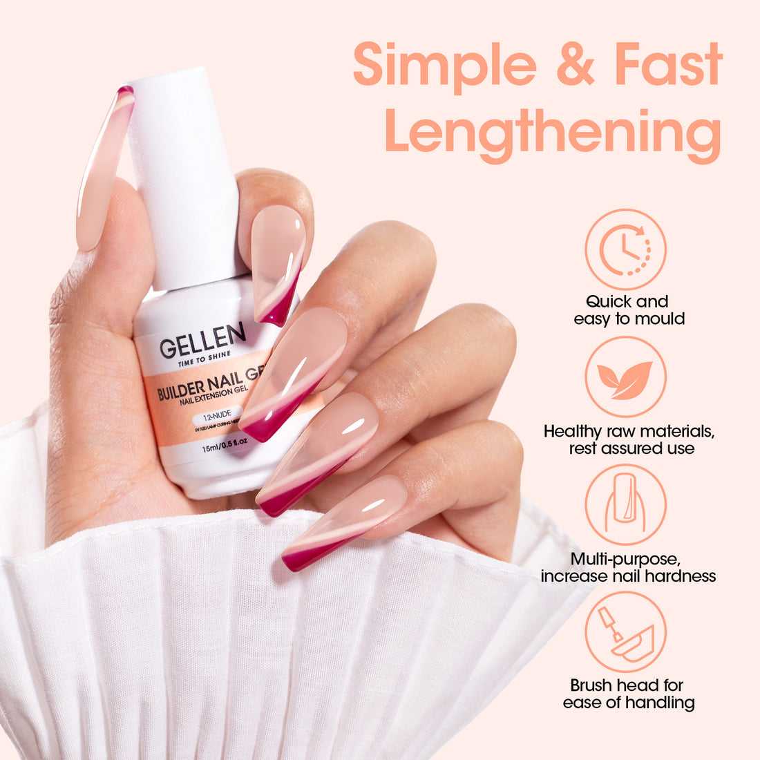 Gellen Builder Nail Gel, 9 in 1 Nude Gel Builder for Nail Thickening, LED Nail Lamp Cured Hard Gel Builder Gel Nail Polish Base Gel Extension Gel Building Gel