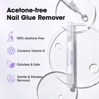 Gellen Nail Glue Remover Pen, 2Pcs 3ml Nail Glue Remover for UV Nail Glue Press on Nails, Click Remover Pen Design and Remove for Fake Nails Tips, Alcohol Acetone Free Fast Remove Gel Glue