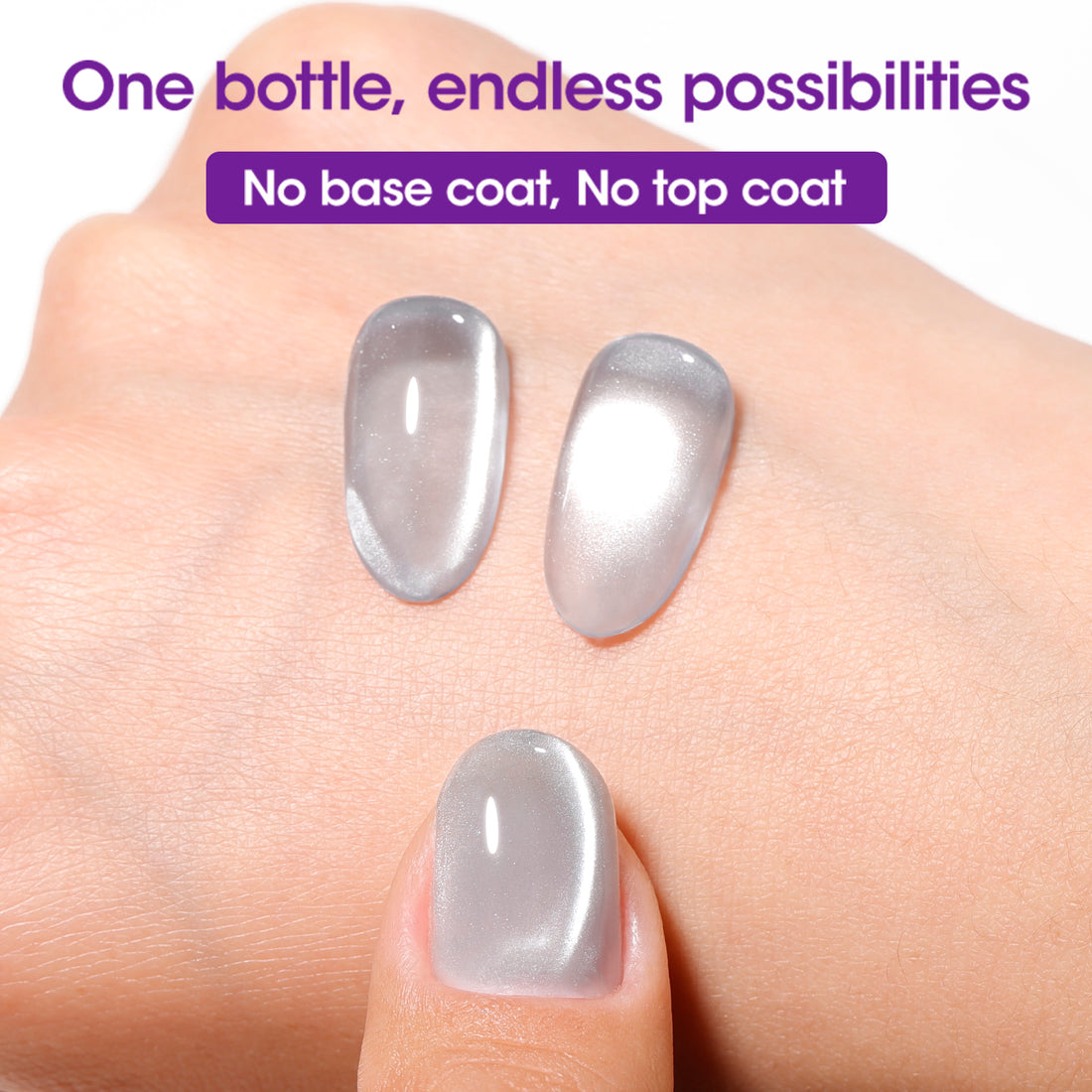 Gellen One Step Cat Eye Gel Nail Polish, 5-in-1 Magnetic Gel Polish Set, UV Lamp Needed Cured, No Base Top Needed, DIY Manicure for Women Beginners, 03 Sheer Nude Pink Opal