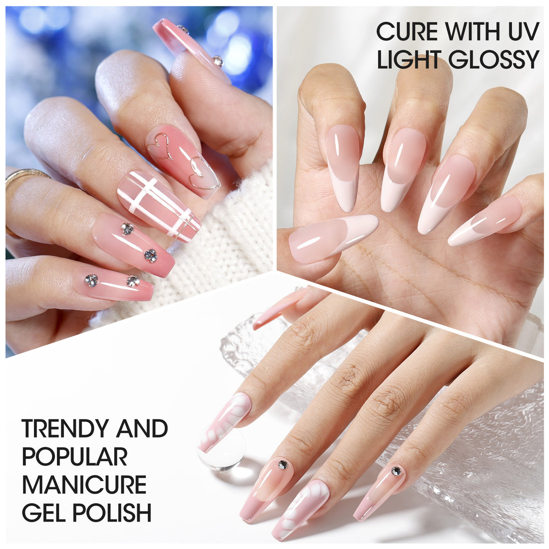 Gellen Nude Gel Nail Polish Set, 6 Colors Nude Warm Gel Polish, No Wipe Soak Off Glossy UV Gel for DIY Nail Art Salon Manicure, 10ml/0.33oz