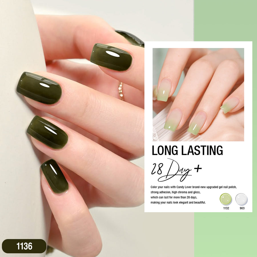 Candy Lover Nail Gel Polish, 6 Colors Water Ripple Green Gel Polish Set, Soak Off UV LED Needed Nail Gel Set, Nail Art Gift for Women DIY Manicure