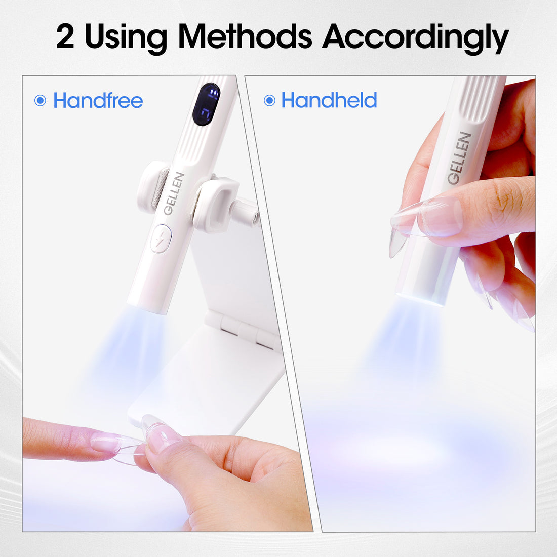 Gellen Portable Mini UV Light for Gel Nails, Handheld UV Nail Lamp with Base, 3 Timer Settings & LCD Display, Fingernails Curing Nail UV Light