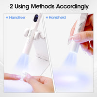 Gellen Portable Mini UV Light for Gel Nails, Handheld UV Nail Lamp with Base, 3 Timer Settings & LCD Display, Fingernails Curing Nail UV Light