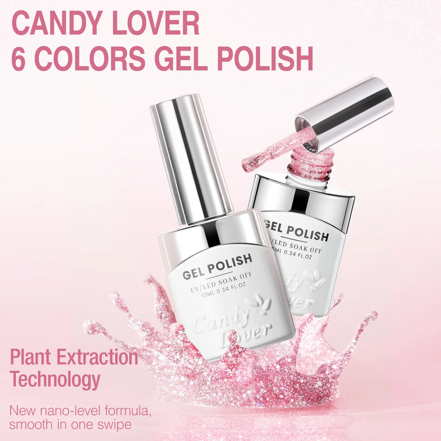 Candy Lover Gel Nail Polish, Blue Purple Pink Red Glitter Nail Gel Polish, UV Nail Polish Gel
