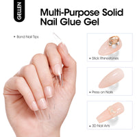 Gellen Nail Glue Gel for Fake Nails Tips, 1Pc 15g Solid Gel Nail Glue for Press ons Nails with 60ml Nail Glue Remover Set