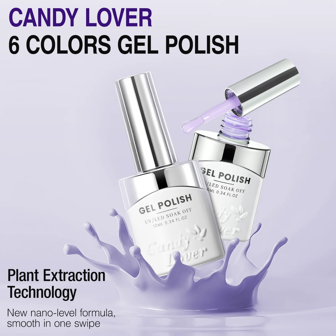 Candy Lover Gel Nail Polish, Purple Colors Nail Gel Polish, Pearl White Glitter Gel Polish Set