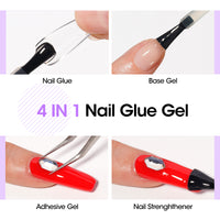 Gellen Nail Gel Glue for Nail Tips, 15ML UV Light Needed Nail Gel As Base Gel, As Rhinestone Glue, As Nail Tips Glue for Clear Press on Acrylic and False Nails
